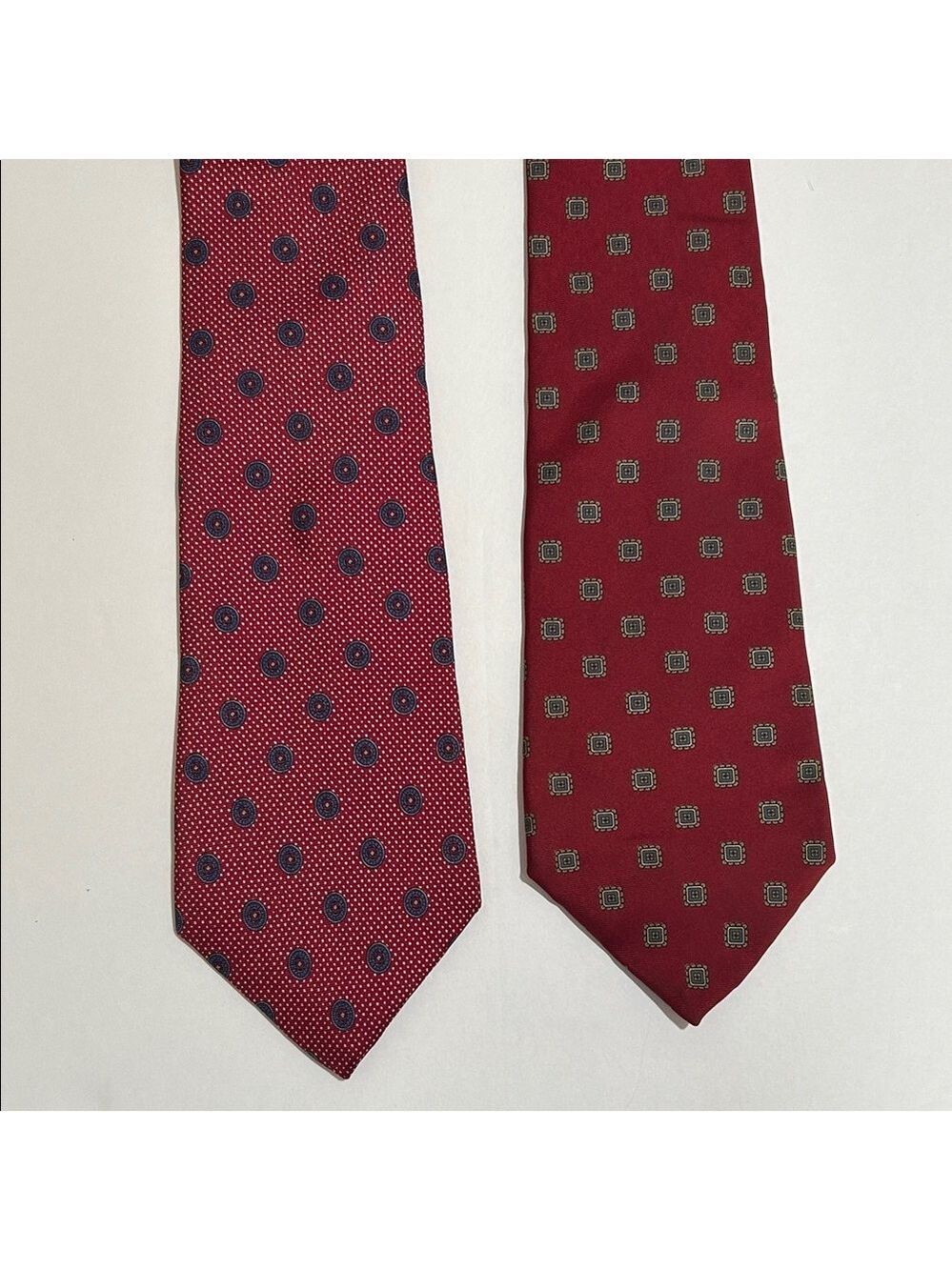 Christian Dior Elegant Red Patterned Ties Set of 2. Vintage. Preowned - Picture 1 of 9